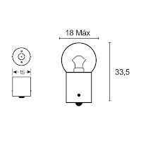 Lampada R10W BA15S 18X37mm 12V 10W