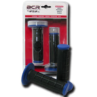 Manopole (Coppia) CROSS-ENDURO HALF WAFFLE - 120mm, Nero/Blu