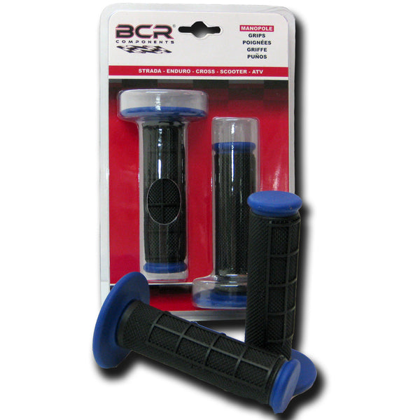 Manopole (Coppia) CROSS-ENDURO HALF WAFFLE - 120mm, Nero/Blu