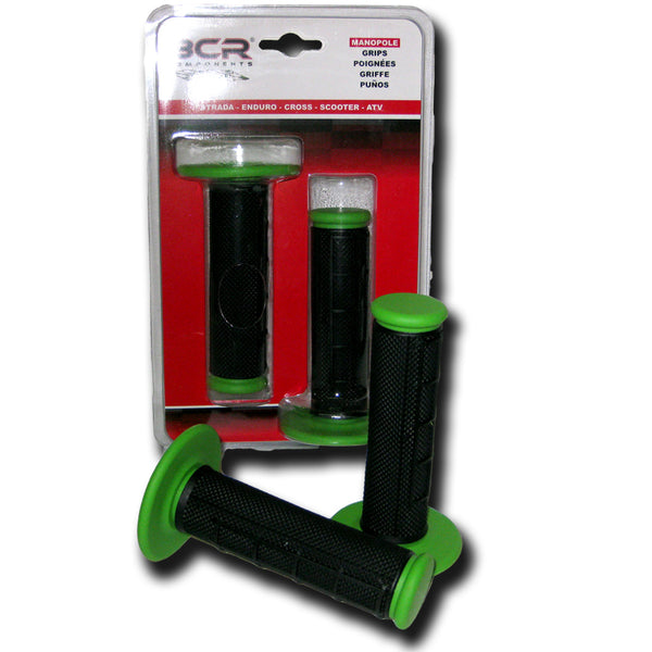 Manopole (Coppia) CROSS-ENDURO HALF WAFFLE - 120mm, Nero/Verde