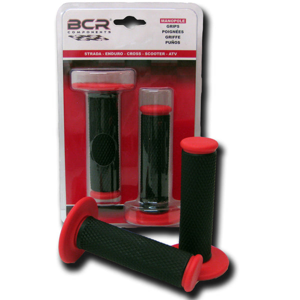 Manopole (Coppia) CROSS-ENDURO - 120mm, Nero/Rosso