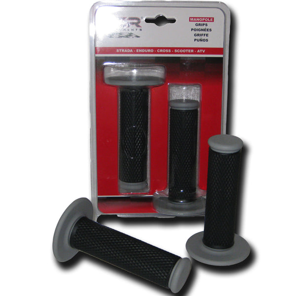 Manopole (Coppia) CROSS-ENDURO - 120mm, Nero/Grigio