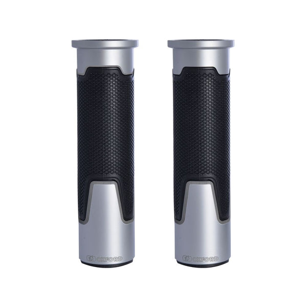 Coppia Manopole Anodizzate Alluminio Argento