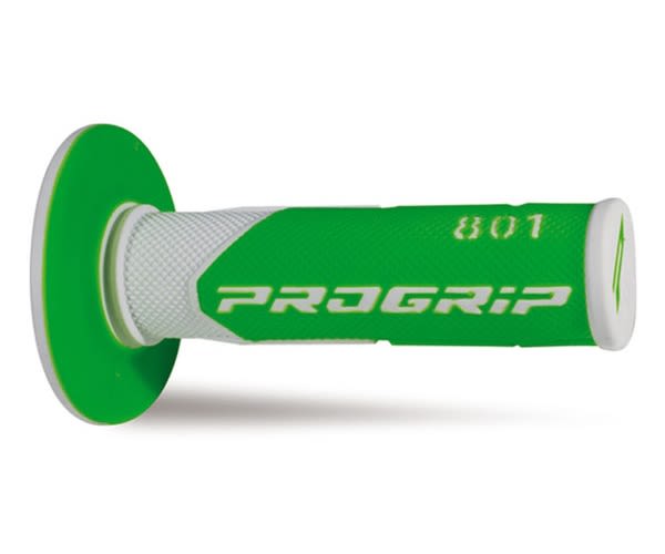 Manopole Mx 801-241 - Doppia Densità - Bianco/Verde Fluo Senza Foro