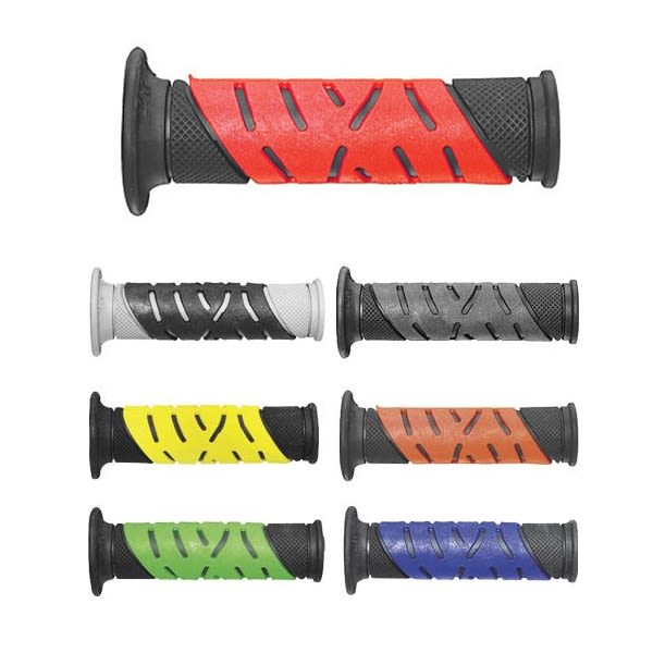 Manopole Strada 719-125 - Doppia Densità - Nero/Rosso Senza Foro