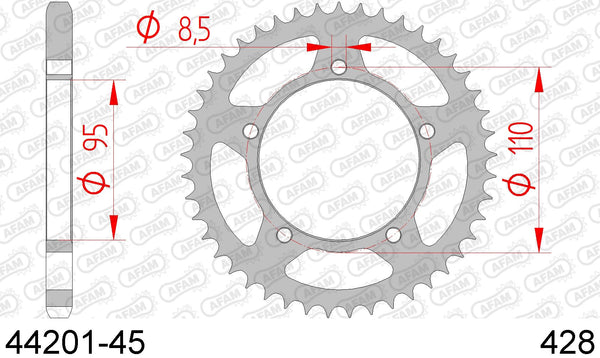 Corona AFAM 44201-45 in acc. passo 428