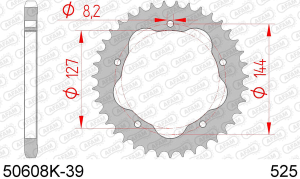 Corona AFAM 50608K-39 in acc. passo 525 nera