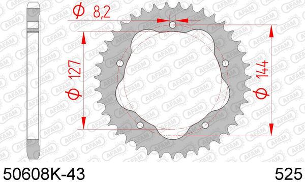 Corona AFAM 50608K-43 in acc. passo 525 nera