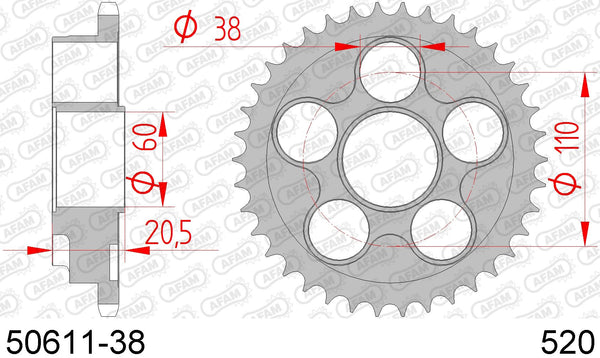Corona AFAM 50611-38 in acc. passo 520