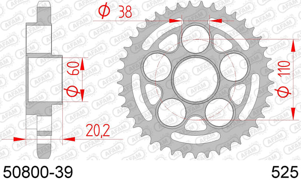 Corona AFAM 50800-39 in acc. passo 525