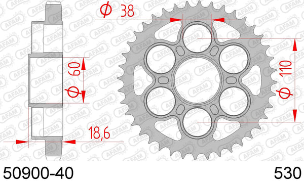 Corona AFAM 50900-40 in acc. passo 530