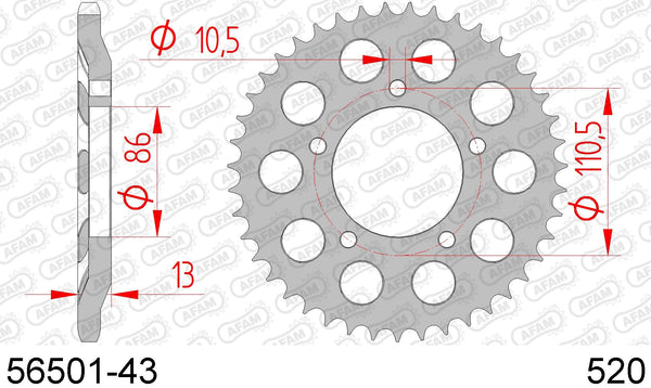 Corona AFAM 56501-43 in acc. passo 520