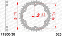 Corona AFAM 71900-38 in acc. passo 525