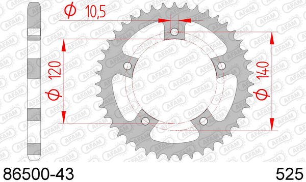Corona AFAM 86500-43 in acc. passo 525