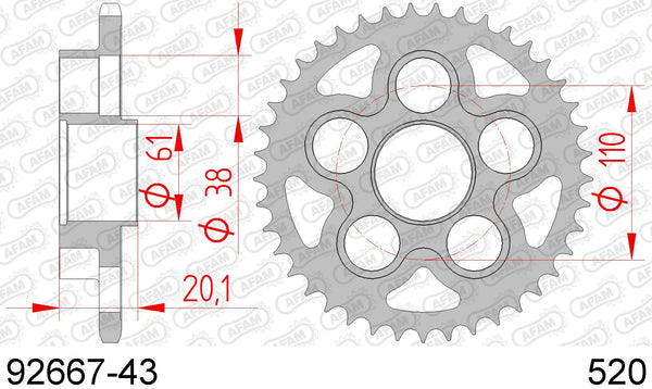Corona AFAM 92667-43 in acc. passo 520