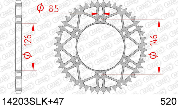Corona AFAM 14203SLK+47 in acc. passo 520