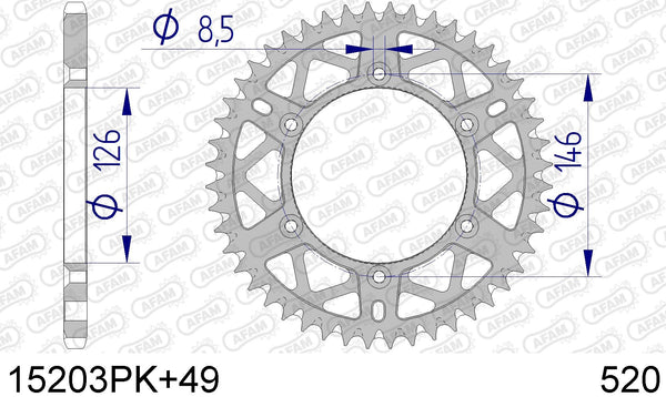 Corona AFAM 15203PK+49 in all. passo 520 nera