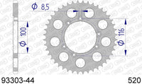 Corona AFAM 93303-44 in all. passo 520