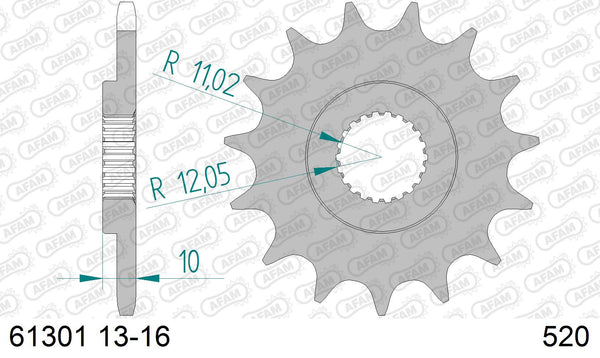 Pignone AFAM 61301NR-15 Passo 520 Con Gomma Antirumore