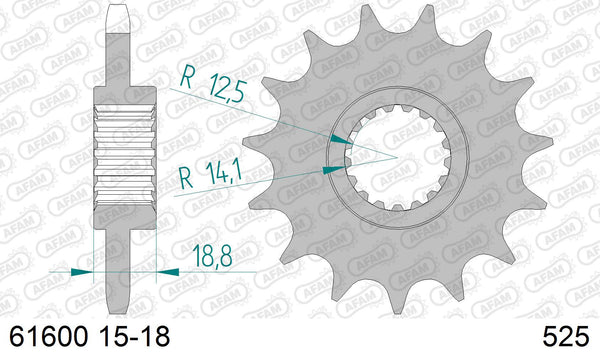 Pignone AFAM 61600NR-16 Passo 525 Con Gomma Antirumore