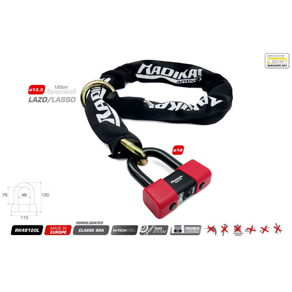 Catena a Cappio con Lucchetto RK48120L - Ø 13,5mm/1200mm