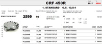 Pistone Honda CRF450R - CRF450RX 2017-22 Compr. 13.5:1 O.C. Forged METEOR.